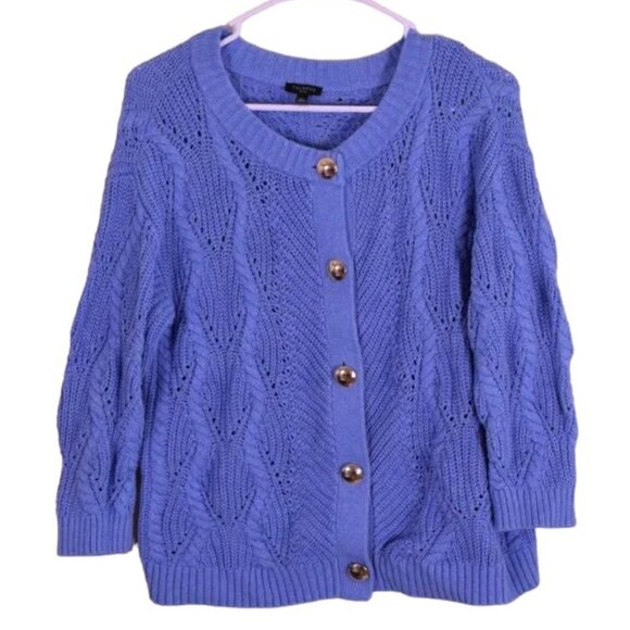 Talbots Sweaters - Talbots 100% Cotton Chunky Diamond Knit Sweater Cardigan Coquette Grandmacore  M